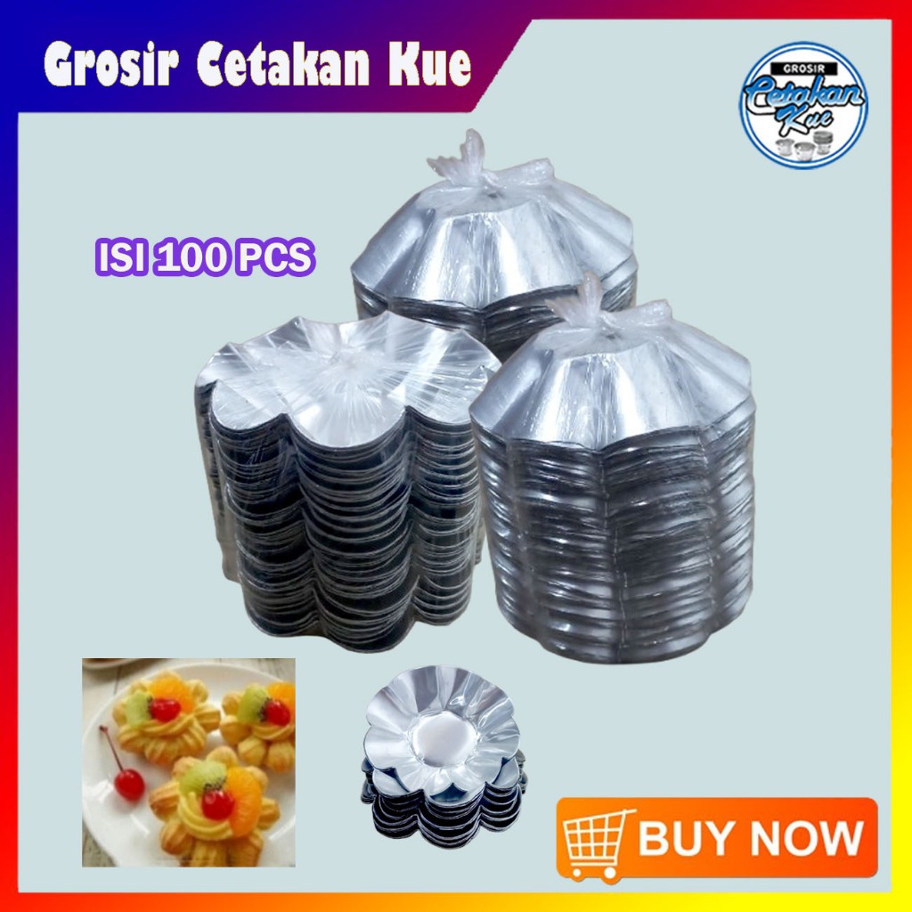 GROSIR ISI 100 BIJI - CETAKAN KUE PIE PAI SUS BUAH BENTUK BUNGA MAWAR