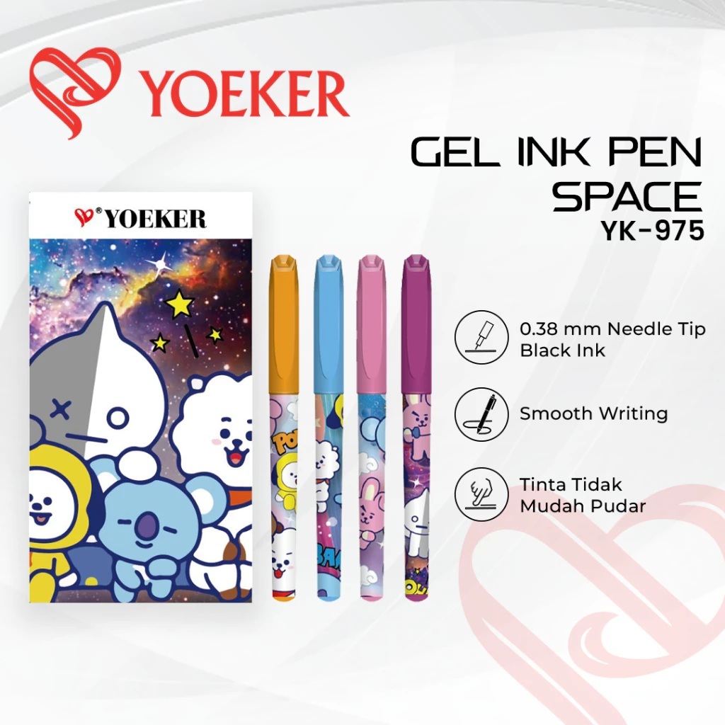 

1 LSN / 12 Pcs Gel Pen Yoeker YK-975 BTZ1