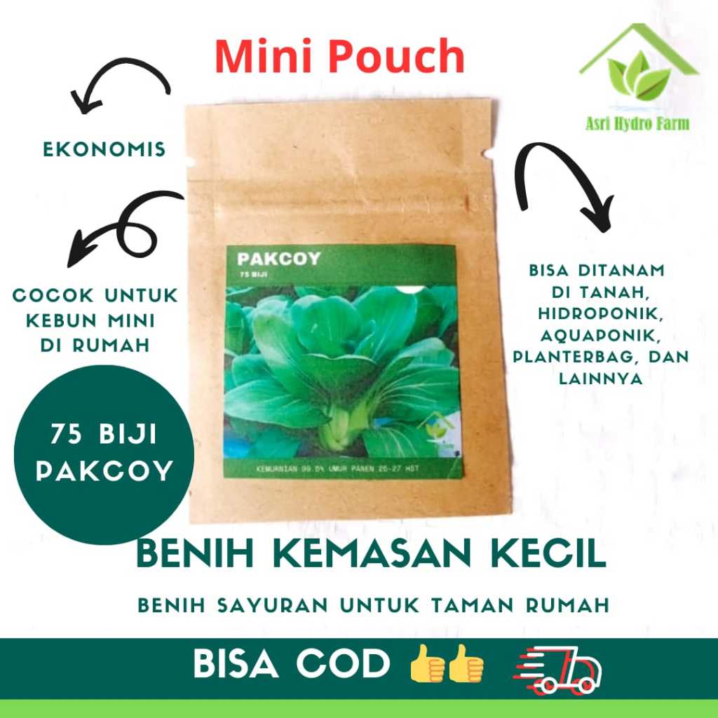 MINI POUCH BENIH KEMASAN KECIL PAKCOY benih sayuran daun hidroponik, planterbag, dan lainnya PAKCOY
