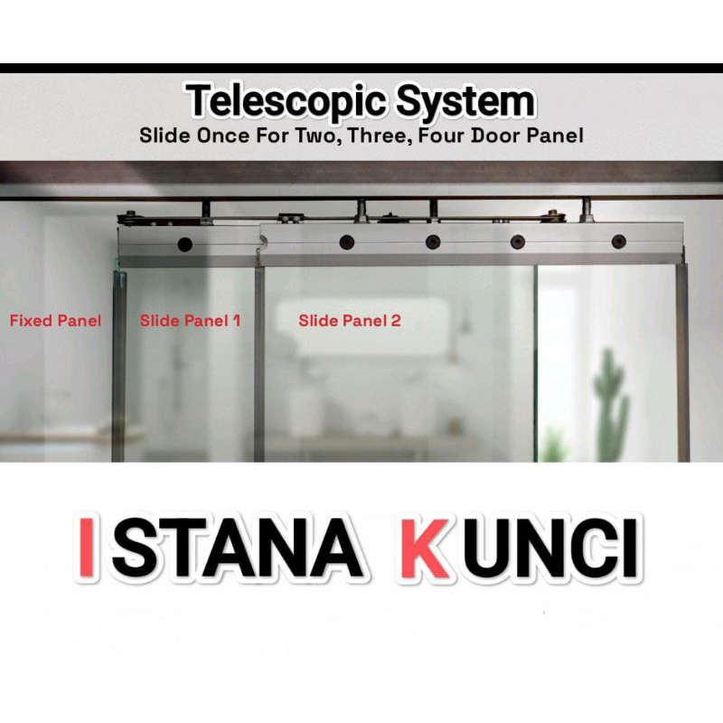 ACCESORIS PINTU KACA SLIDING GESER  TELESCOPIC SYSTEM / Aksesoris Pintu Kaca Sliding Geser Teleskopi