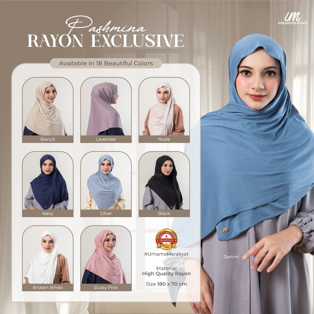 Pashmina Kaos Premium Metal Logo (um) Diamod by Umama scarf