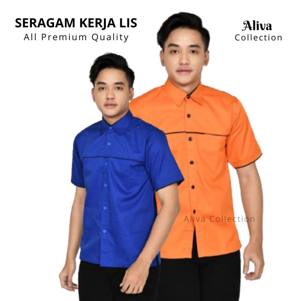 Seragam Kerja Orange Pria Premium | Seragam Kerja Kemeja Polos Tangan Pendek