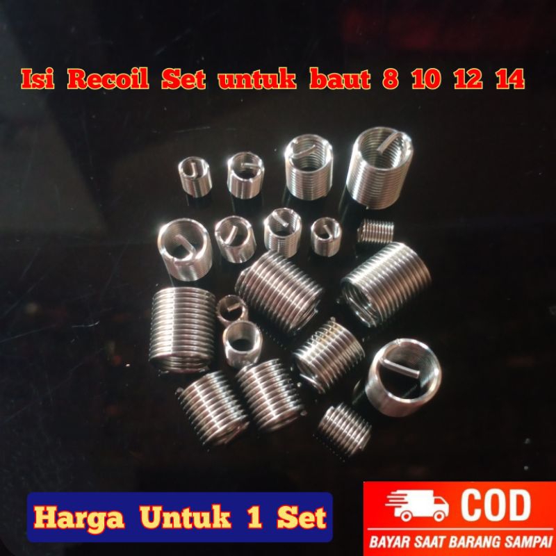 recoil set isi Recoil baut 8 10 12 14  recoil M5 M6 M8 M10 pengganti drat rusak Recoil Helicoil Verb