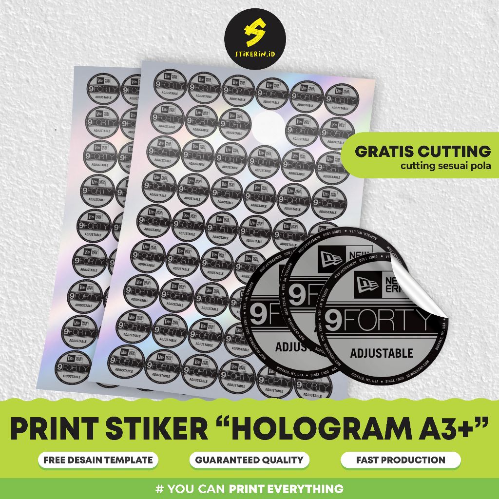 Cetak Stiker Hologram A3+ / cutting Diecut Kisscut Laminasi Label Promosi