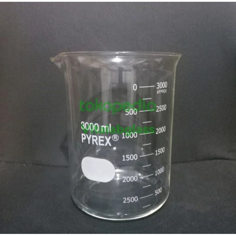 gelas beaker/gelas kimia 3000 ml pyrex