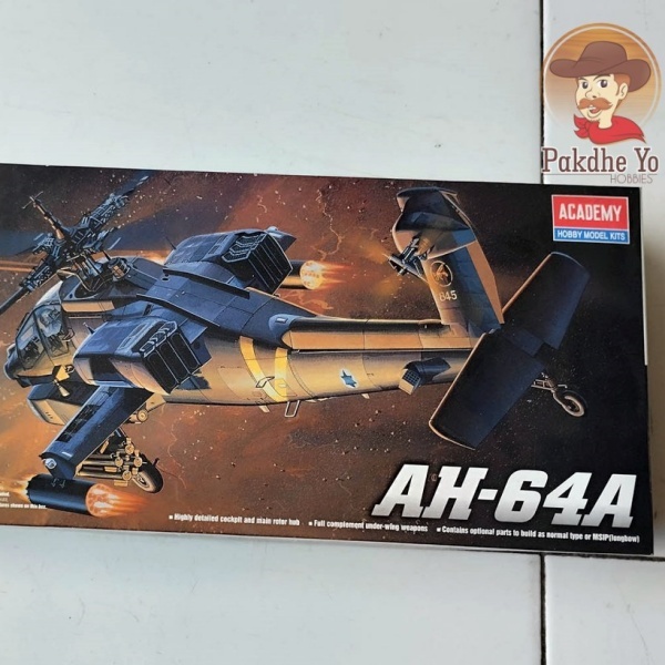 Model Kit Mainan Rakitan Helikopter Tempur AH-64 Apache Academy
