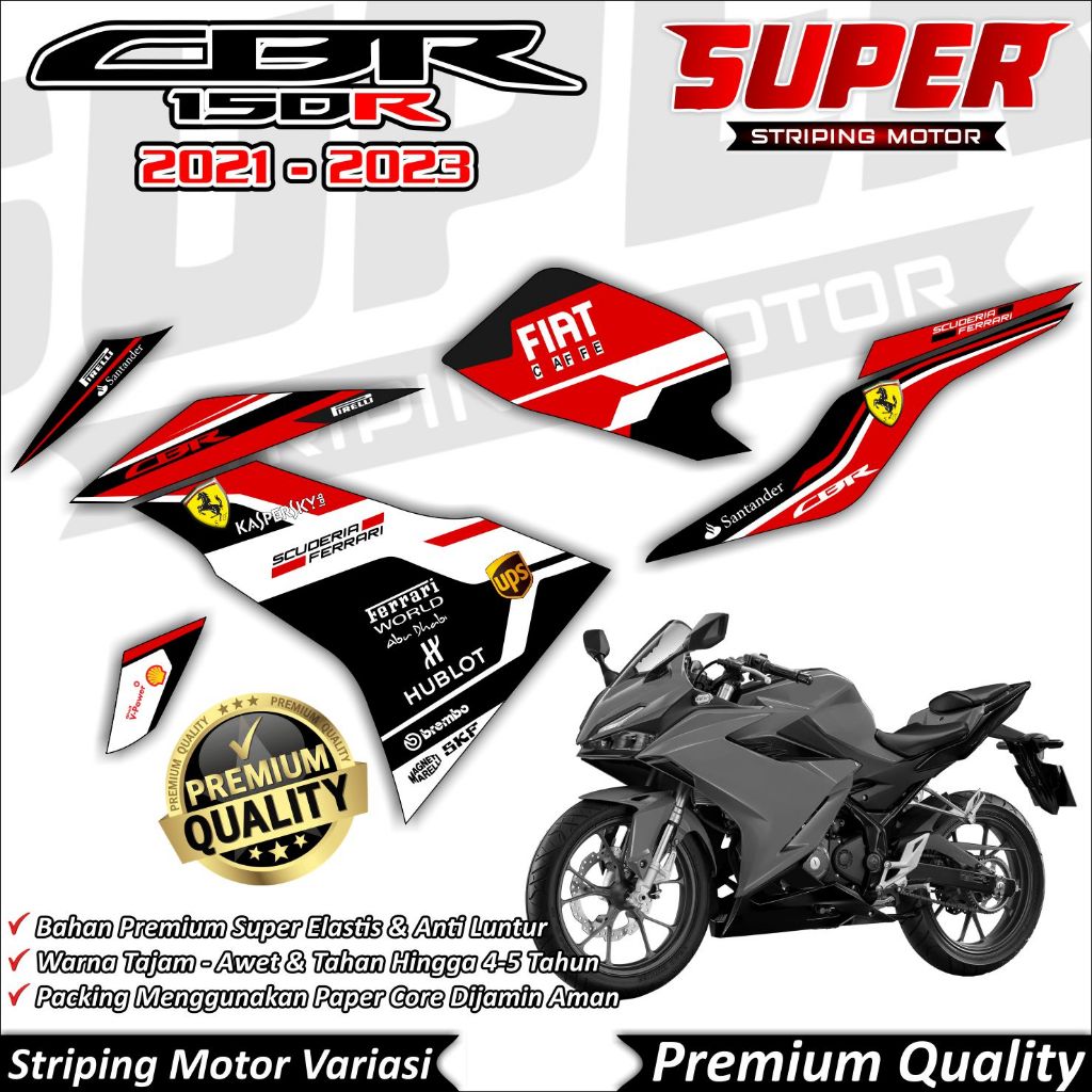 Stiker CBR 150r 2021 Anti Luntur keren Striping CBR 150r 2021 Striping Honda CBR 150r 2021 Ferrari