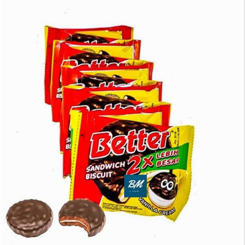 

BETTER SANDWICH BISCUIT SACHET 1 RENCENG ISI 10 PCS X 22GR MURCE