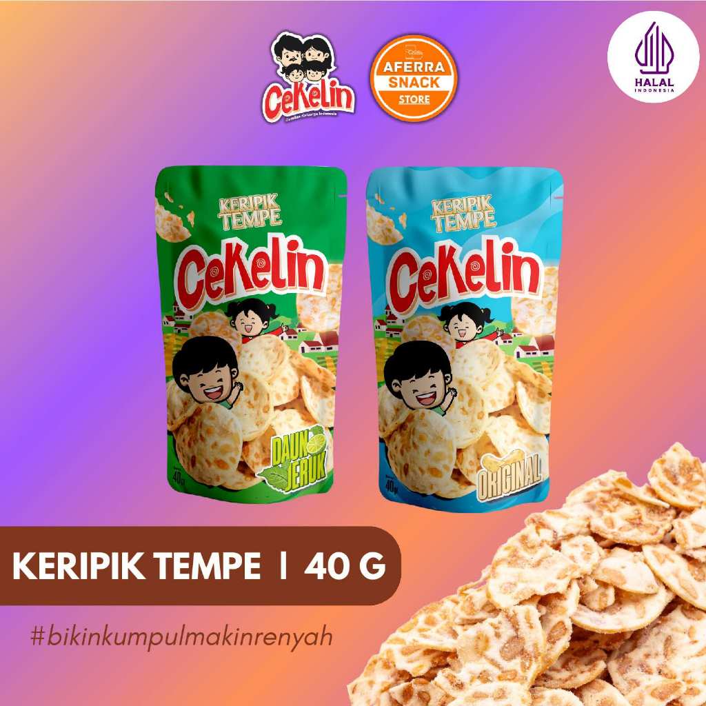

KERIPIK TEMPE CEKELIN | Cemilan kekinian isi 40g dengan 2 varian
