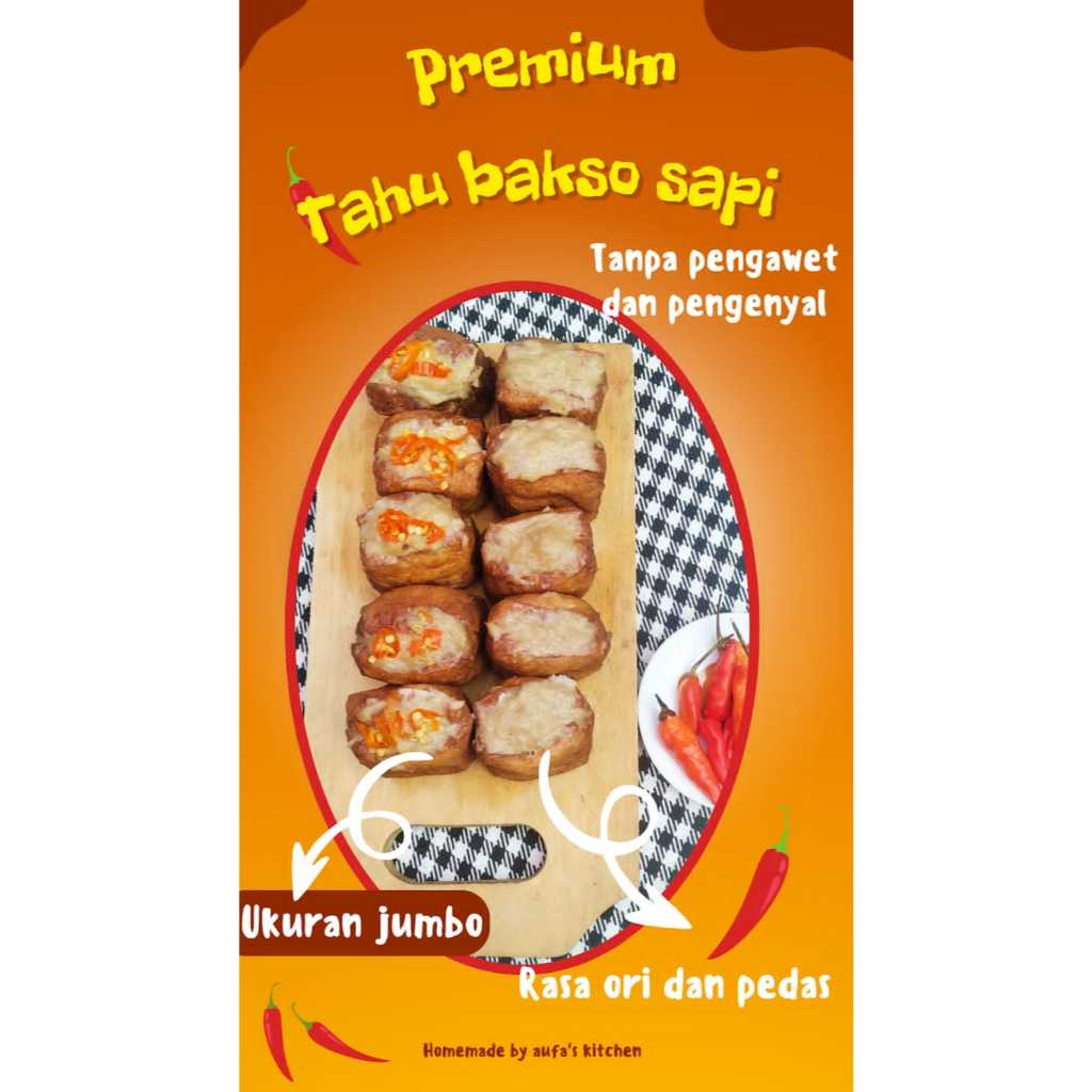 

TAHU BAKSO SAPI PREMIUM ISI 8PCS UKURAN JUMBO, RASA ORI DAN PEDAS, TANPA BAHAN PENGAWET