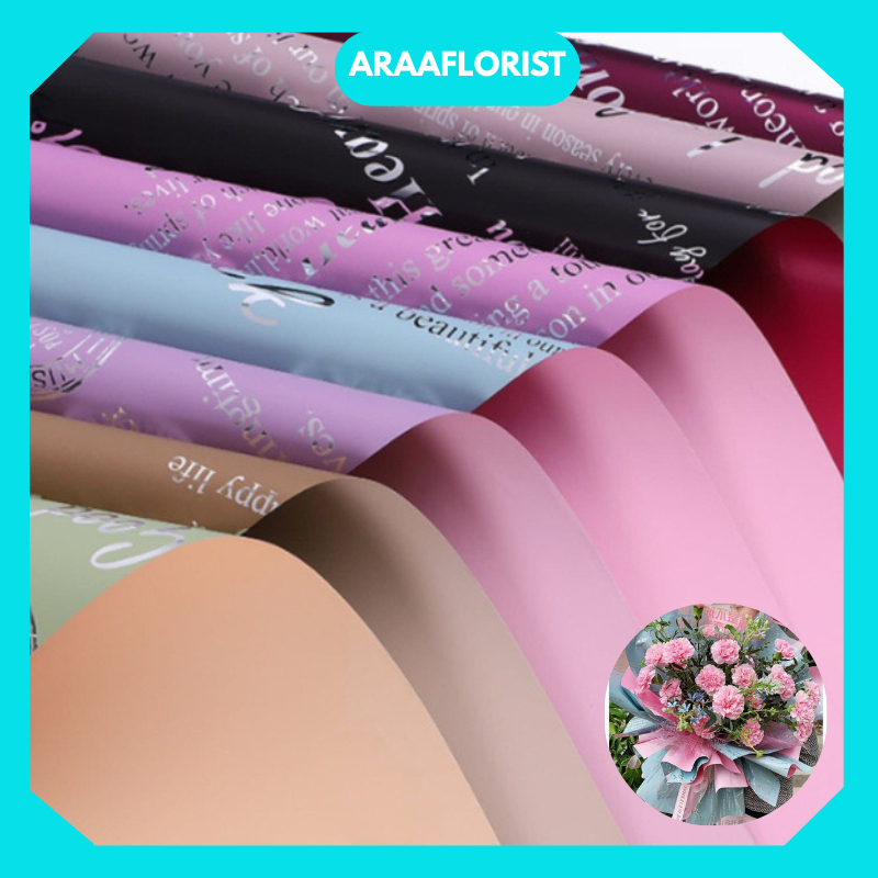 

KB107 20 LEMBAR Flower Wrapping Paper BiColor Dua Warna Cellophane Kertas Buket Waterproof