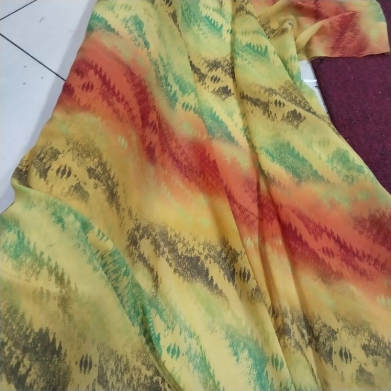 Kain Chiffon gradasi // bahan sifon plangi // kain chiffon premium