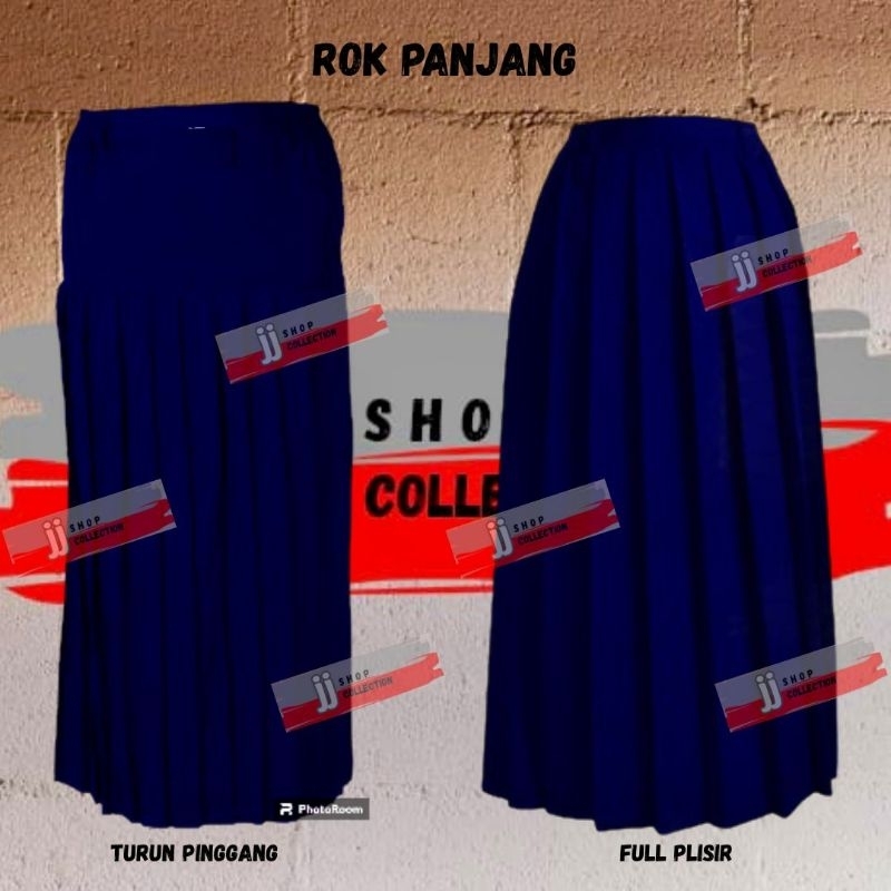 Seragam sekolah rok biru Dongker panjang turun pinggang dan full rempel rempel lipit seragam anak ro