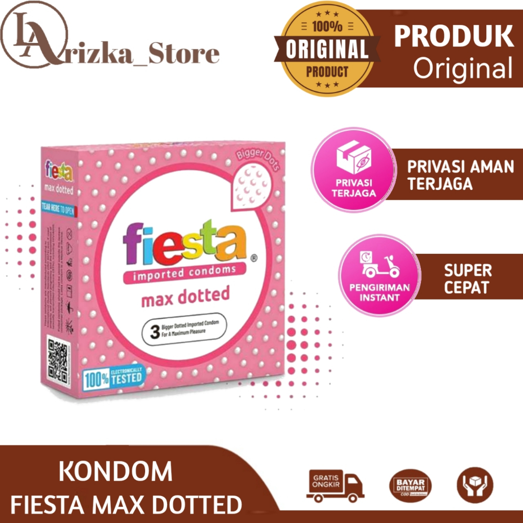 Kondom Fiesta Max Dotted Isi 3 / Kondom Gerigi Terbaik / Bintik Halus Menambah Sensasi Bercinta