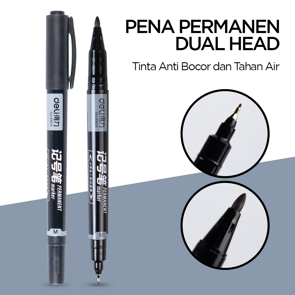 

Marker Spidol 2 Kepala Hitam / Drawing Pen Hitam / PULPEN TWIN