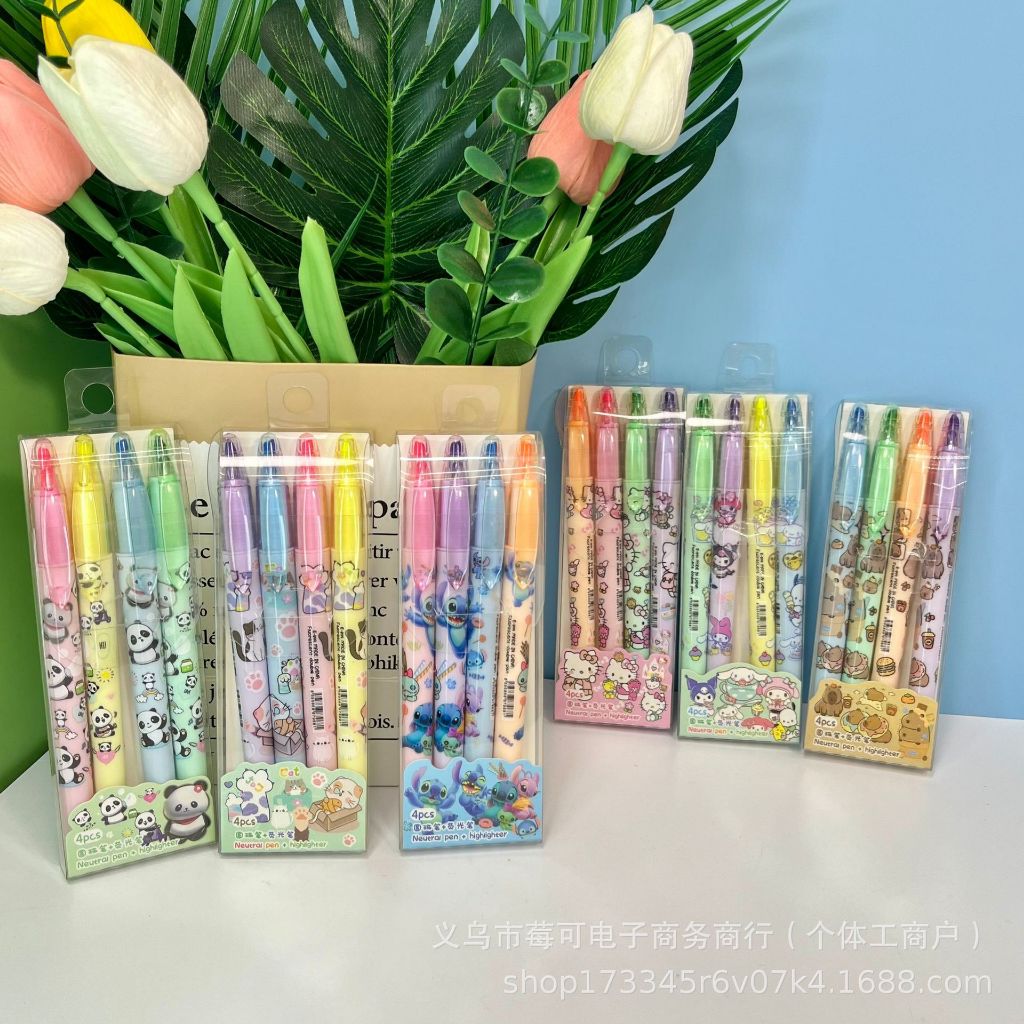 

{Super Mario/Super Hero} (4 pcs) Set Pen Akrilik dan Highlighter Karakter Super Mario/Super Hero