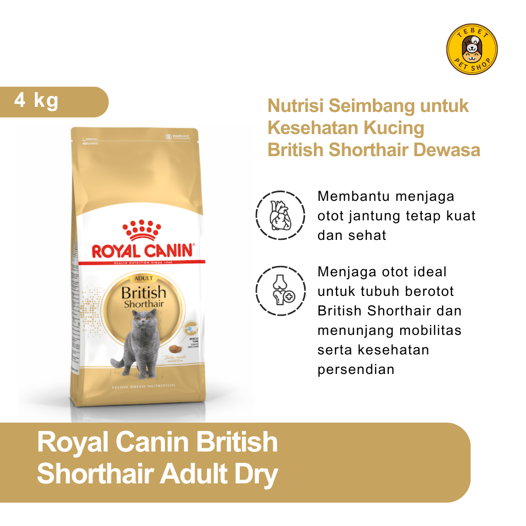 ROYAL CANIN ADULT BRITISH SHORTHAIR 4KG DRY FOOD KUCING DEWASA RAS BRITISH SHORTHAIR