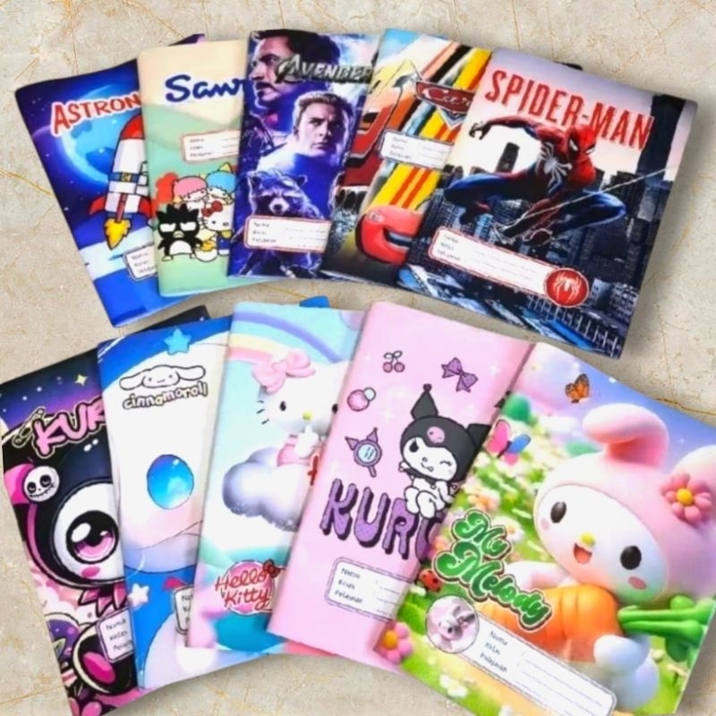 

sampul buku tulis fancy/gambar ukuran kwarto ukuran buku tulis biasa 1 pck isi 20 lembar