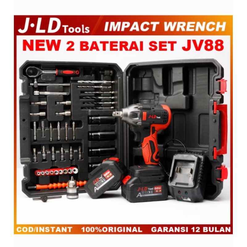 JLD 47pch impact batrei 88vf brushlees impact jld JV88 2 batrei 13MM impact wrench coordlees