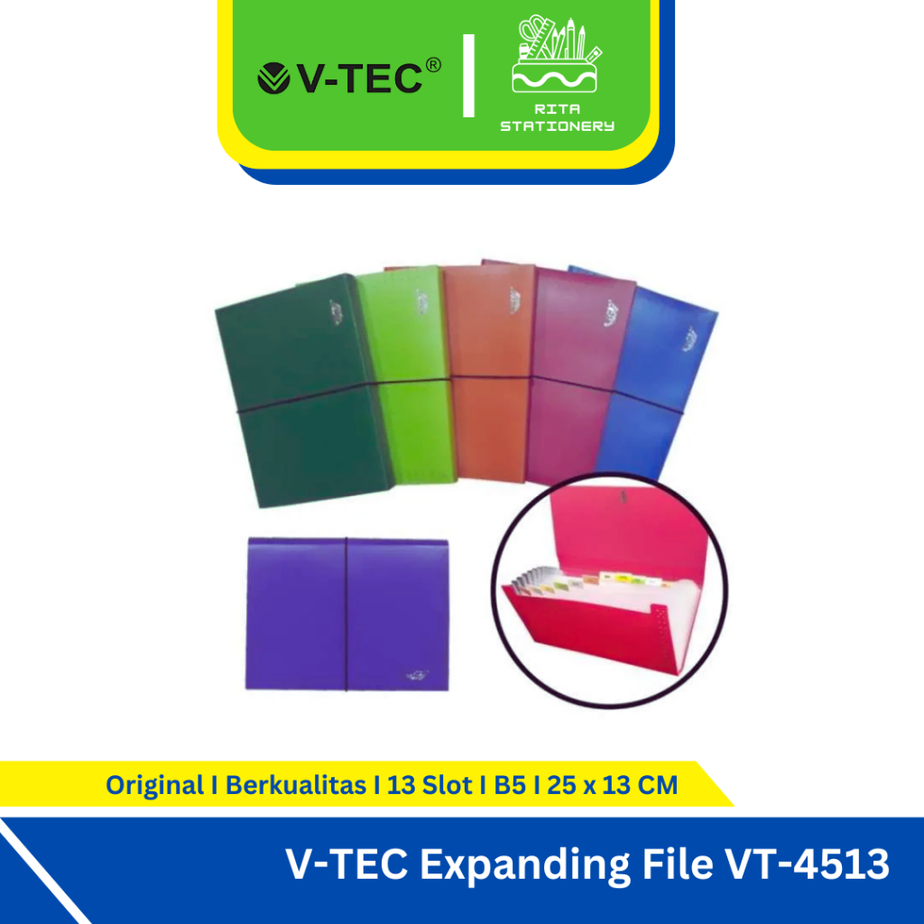 

V-TEC Expanding File VT-4513 / Expanding File Plastik/ Map Nota Kwitansi Bon Plastik /Expanding File Map