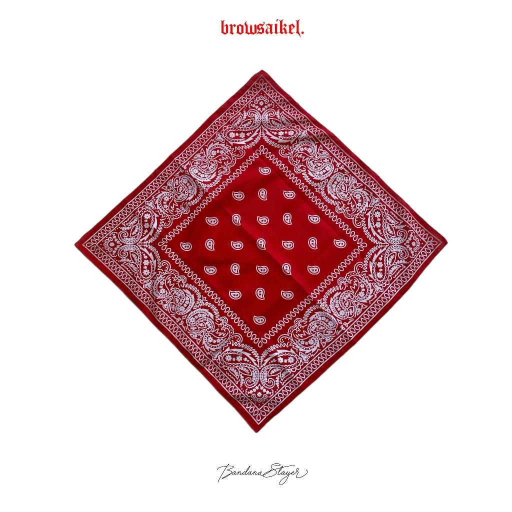 BROWSAIKEL - BANDANA SLAYER Red | Accessories Motor | Bandana Merah Motif Batik
