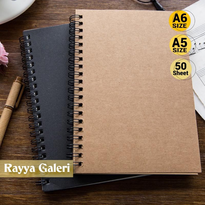 

Sketchbook A5 Brownpaper buku catatan sketchbook Double ring spiral sketchbook sketsa
