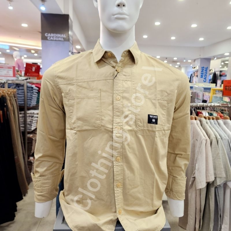 WATCHOUT JEANS ORIGINAL kemeja pria lengan panjang cream JS303170005 live XL