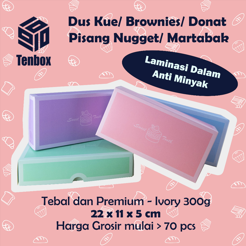 

Dus Kue Brownies Donat Premium 22x11x5 cm (Polos Kue) - Laminasi Dalam