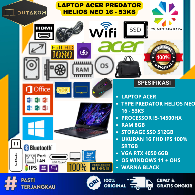 LAPTOP ACER PREDATOR HELIOS NEO 16-53KS