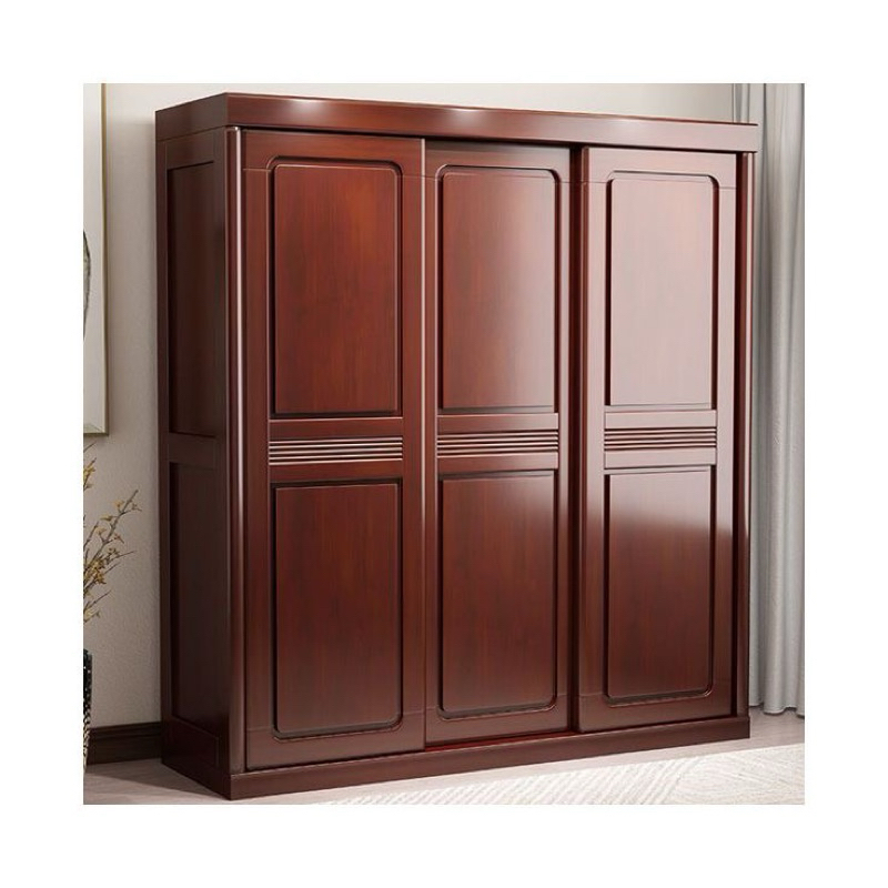 LEMARI  MINIMALIS 3PINTU JATI SOLID PINTU GESER