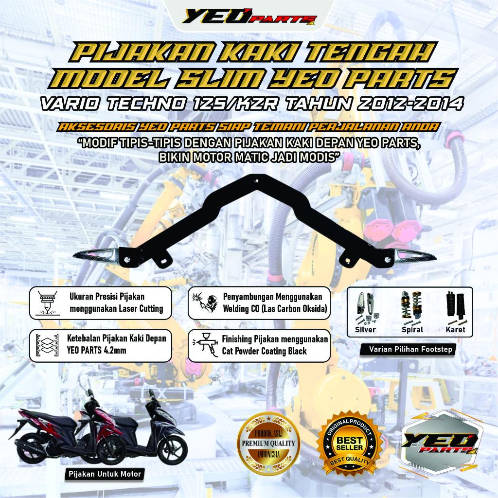 Footstep Pijakan kaki tengah motor Honda Vario 125 Techno Old KZR 2012-2014 slim Aksesoris Vario