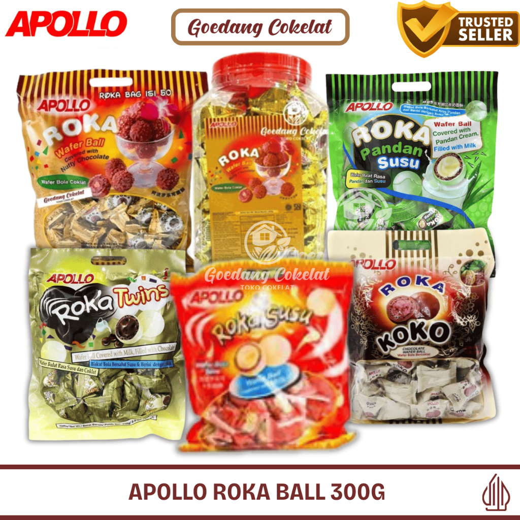 

Apollo Roka Wafer Ball Coklat Covered With Milk Pandan Nutty Chocolate Isi 50 Pcs / 70 Pcs