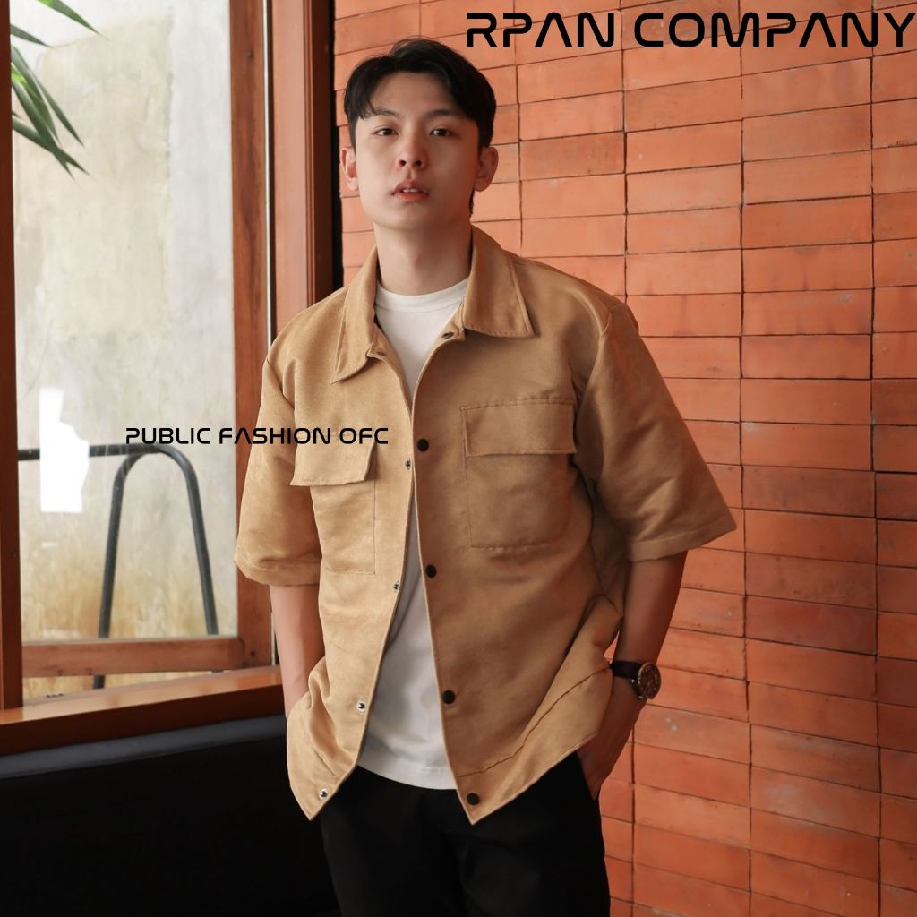 Kemeja Suede Oversize/ Atasan pria Kemeja / Kemeja Oversize Pria Lengan Pendek.