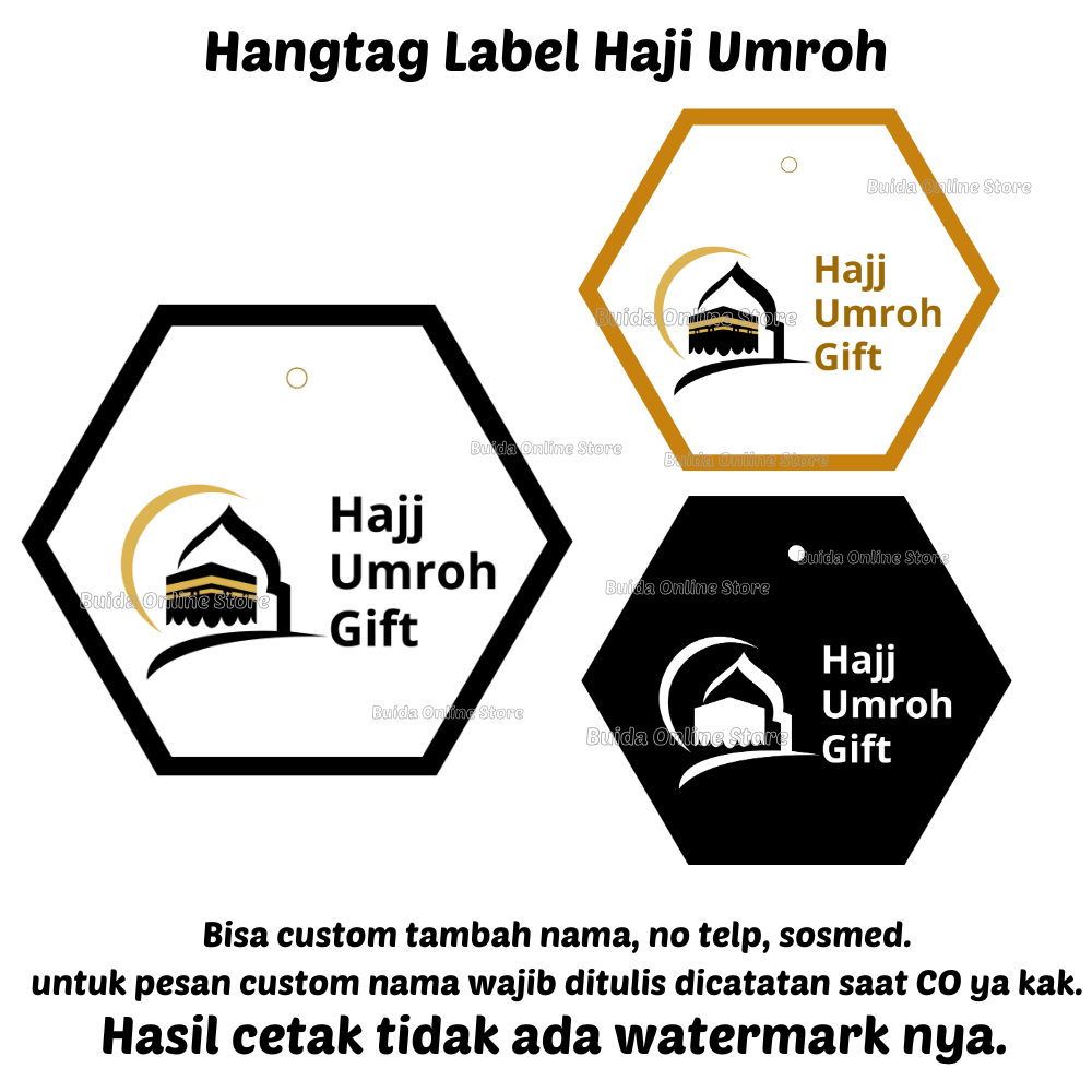 

Hang tag Haji Umroh Gift Hangtag Tags hexagonal Dekorasi Kemasan Label Hadiah Gifts Box bingkisan oleh oleh dari mekah Hampers kado parcel hang tags tas paperbag mika plastik dus kotak spunbound tasyakuran walimatus safar