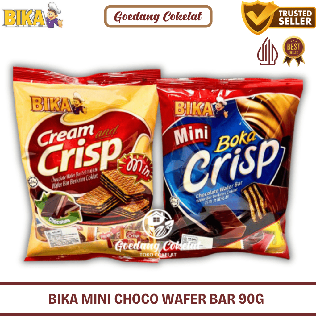 

Bika Chocolate Wafer Bar Berkrim Coklat Cokelat Boka Cream Crisp Kemasan 90g 104g
