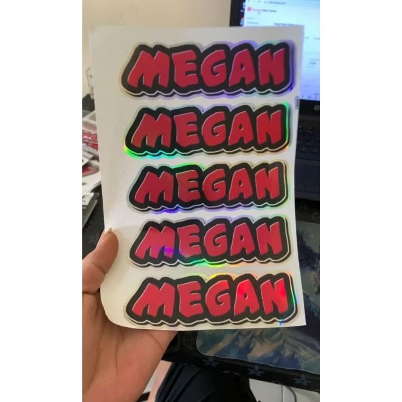 sticker megan holo stikcer megan biasa