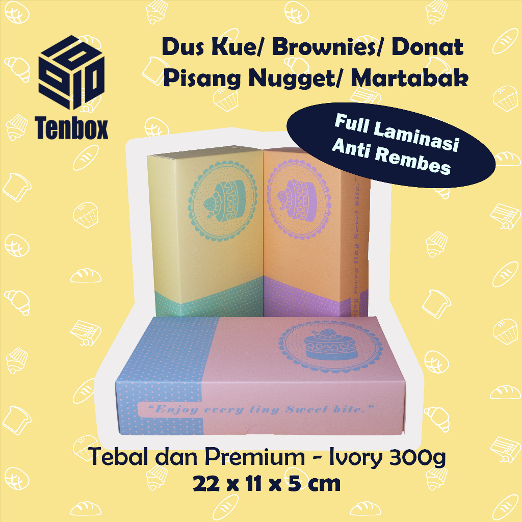 

Dus Kue Brownies Donut Premium 22x11x5 cm (Motif Kue) - Full Laminasi