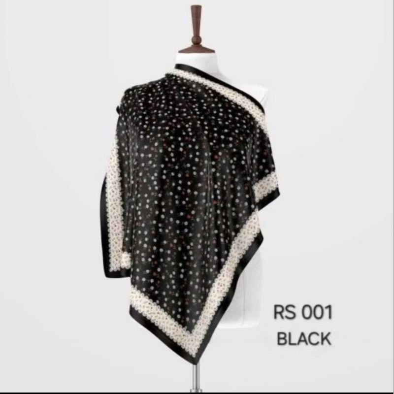Hijab segi empat premium voal motif RS BLACK