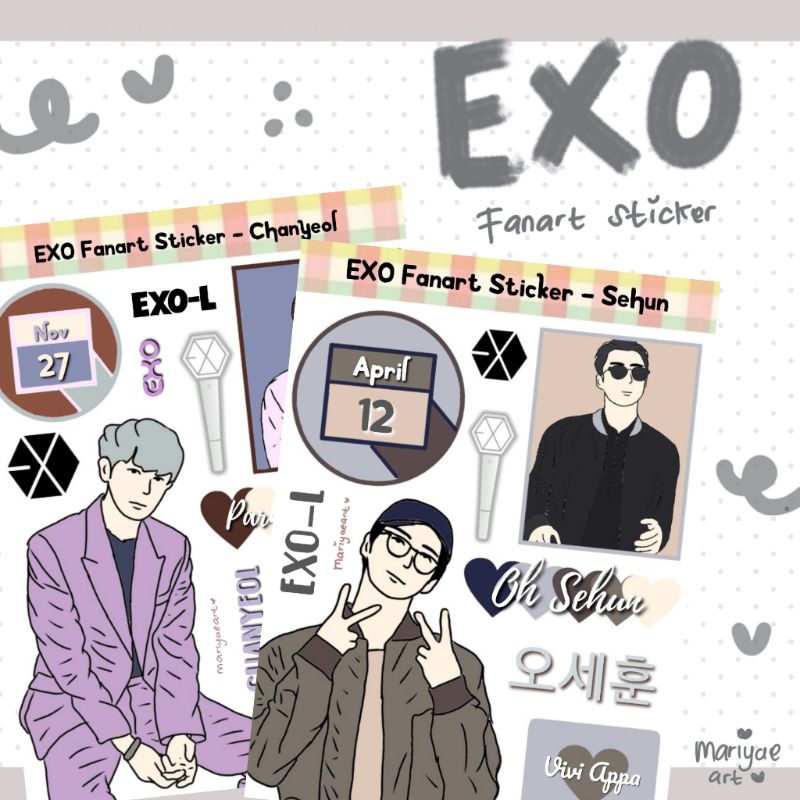 EXO  Fanart sticker aesthetic cute boyfie set tumblr case hp kpop stiker murah buku jurnal bujo jaem