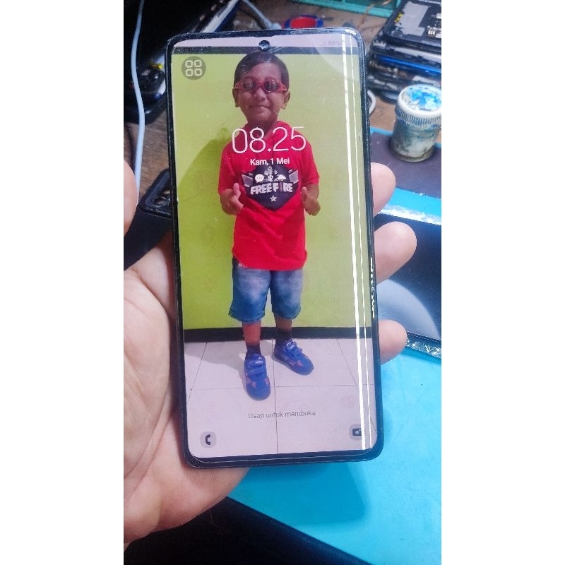 lcd frame  samsung a71 super amoled minus garis