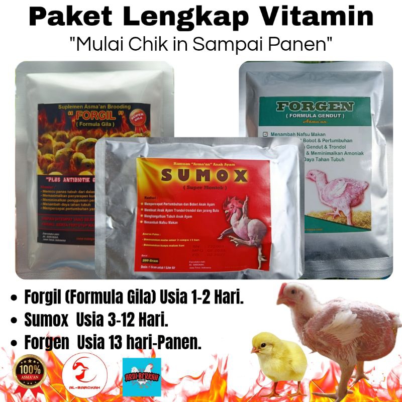 Paket Lengkap Forgil, Sumox, Forgen - Mulai Chik in Sampai Finish - Vitamin Ayam Broiler