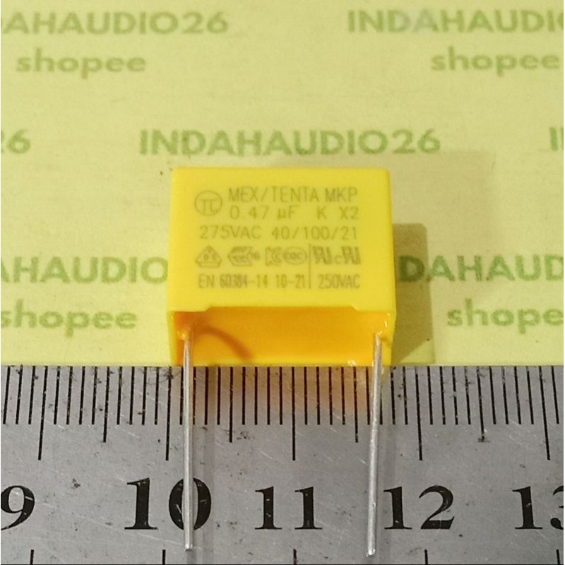MEX/TENTA MKP 0.47uf K X2 275vac 15mm MKM 474 275V 470nf 470n kuning capasitor kapasitor 470 n nf ca