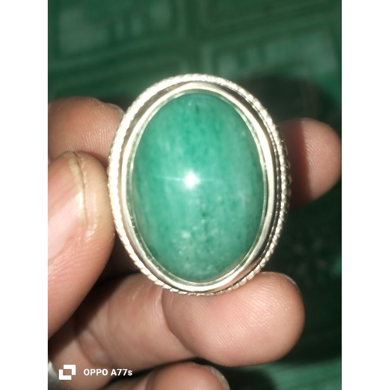 natural batu zamrud Colombia lawasan jumbo ring 9