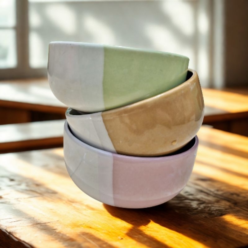 MANGKOK KERAMIK KAIBON TWO TONE SOUVENIR