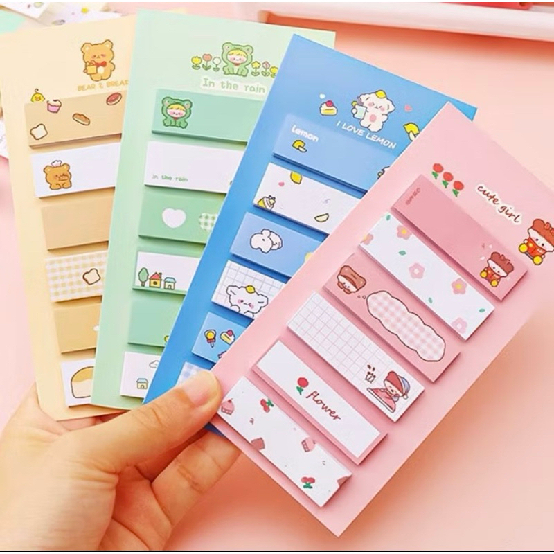 

Mini Memo Lucu 6 in 1 / Sticky Notes Label Karakter / Penanda Buku Memo Stick