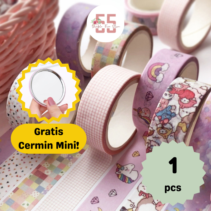 

Washi Tape Aesthetic Dekorasi Jurnal Scrapbook Selotip Motif Pattern - 044