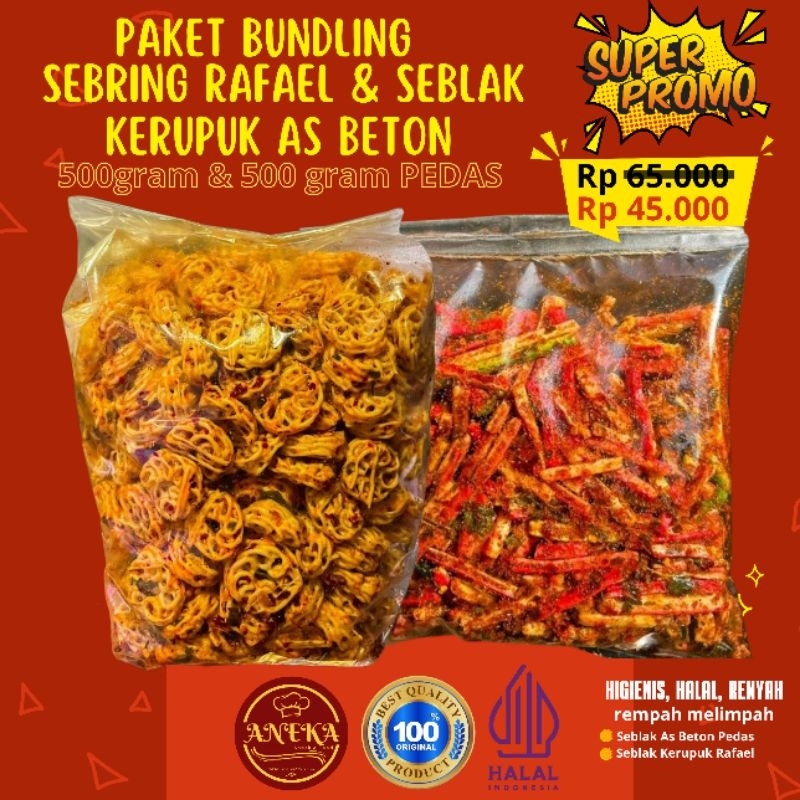 

PROMO - PAKET BUNDLING SEBLAK KERUPUK BETON JAAT 500GR & 500GR SEBLAK KERUPUK SEBRING RAFAEL RENYAH NIKMAT