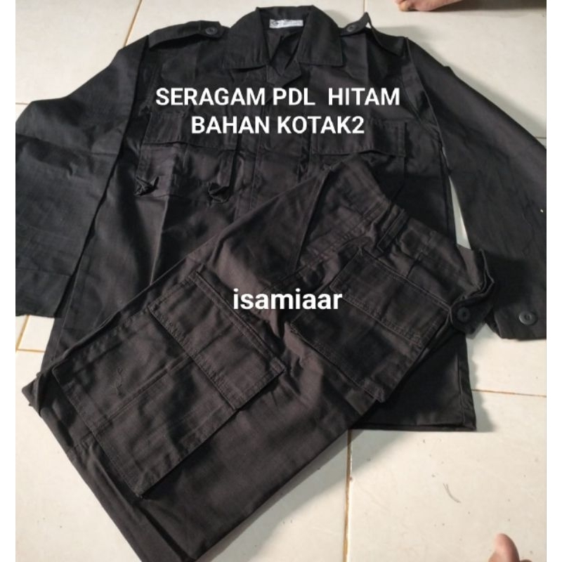 SERAGAM PDL HITAM BAHAN KOTAK-KOTAK