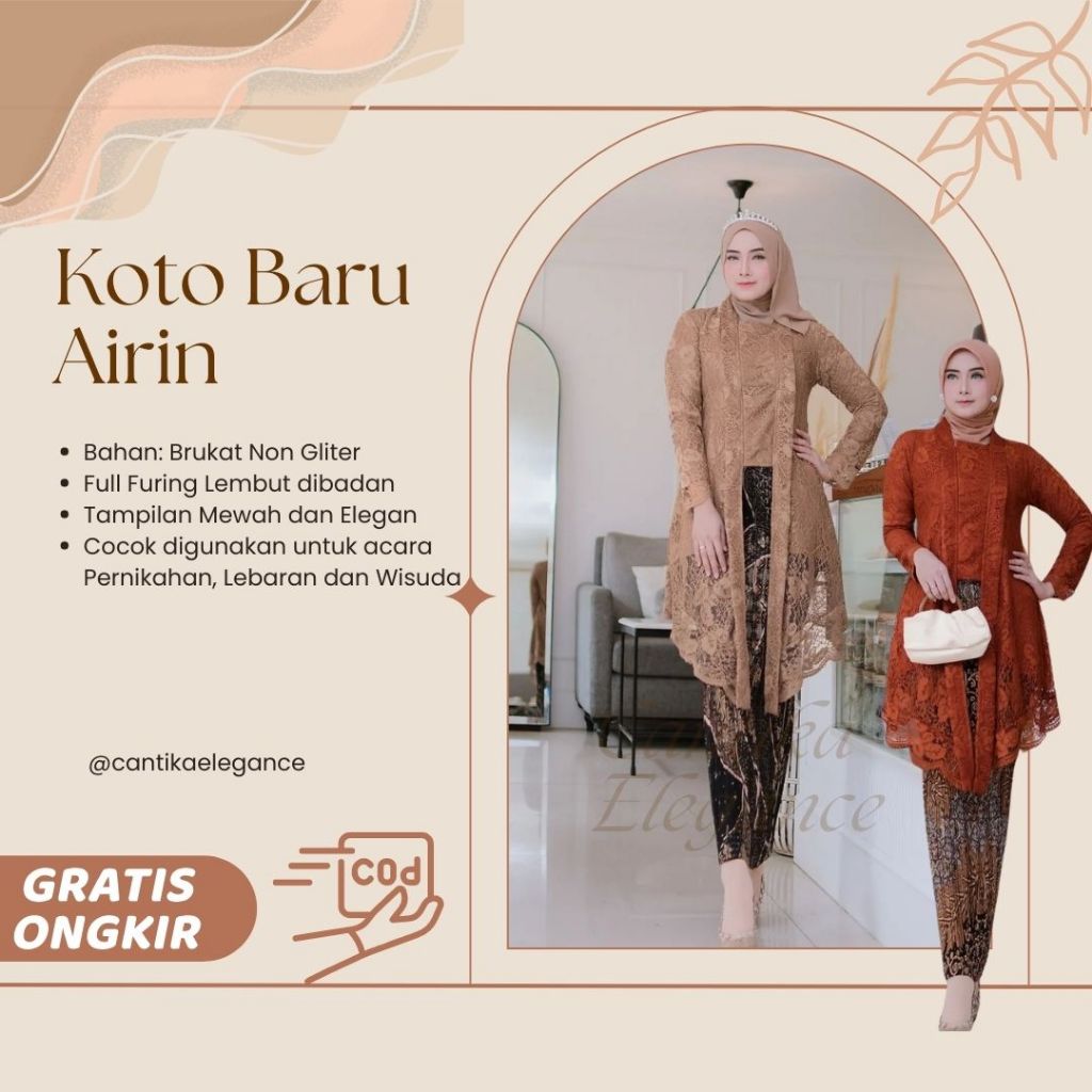 Premium Set Kebaya Kutu Baru Airin Terbaru Kebaya Jumbo Fit Ld 120-125cm Setelan Kebaya Wisuda