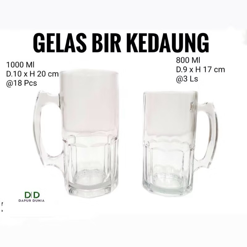 gelas kaca kedaung jumbo ( 1000ml / 800ml )